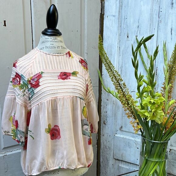 ANTHROPOLOGIE,  ONE FINE DAY SHEER FLORAL SHIRT  Size M - Picture 1 of 9